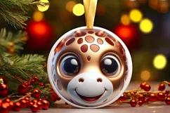 Giraffe Smiling Round Ornament Sublimation PNG Product Image 3