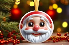 Gnome Smiling Round Ornament Sublimation PNG Product Image 1