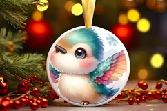 Baby Hummingbird on Cloud Christmas Ornament Sublimation PNG Product Image 1
