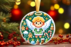 Round Christmas Ornament Sublimation|Clipart Product Image 2