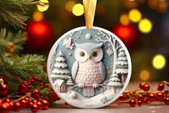 Christmas Round Owl Ornament Sublimation Product Image 2