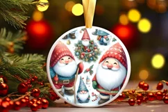 Winter Gnomes Round Ornament Sublimation PNG Product Image 3