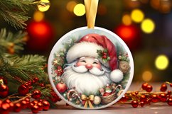 Santa Round Christmas Ornament Sublimation PNG Product Image 3