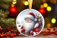 Santa Round Christmas Ornament Sublimation PNG Product Image 1