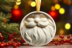 Santa Round Ornament Sublimation PNG Product Image 1