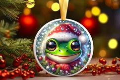 Frog Smiling Round Ornament Sublimation PNG Product Image 3