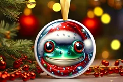Frog Smiling Round Ornament Sublimation PNG Product Image 3