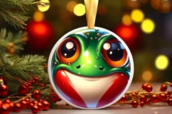 Frog Smiling Round Ornament Sublimation PNG Product Image 1