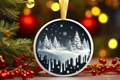 Round Christmas Ornament Sublimation|Clipart Product Image 1