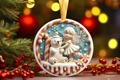 Round Christmas Ornament Sublimation|Clipart Product Image 2