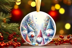 Colorful Pastel Watercolor Christmas Image with Gnomes Product Image 3