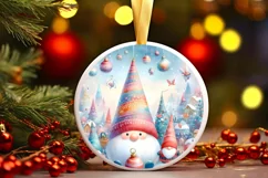 Colorful Pastel Watercolor Christmas Image with Gnomes Product Image 3