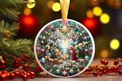 Round Christmas Ornament Sublimation|Clipart Product Image 2