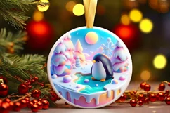 Round Christmas Ornament Sublimation|Clipart Product Image 2
