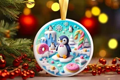 Round Christmas Ornament Sublimation|Clipart Product Image 2
