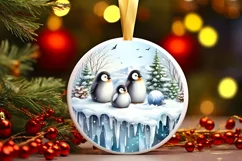 Winter Scene with Penguins Sublimation PNG Product Image 1