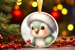 Vintage Parrot with Santa Hat Sublimation PNG Product Image 1
