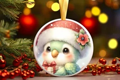 Vintage Parrot with Santa Hat Sublimation PNG Product Image 1