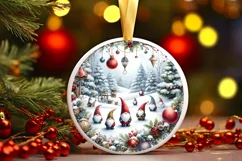 Winter Gnomes Round Ornament Sublimation PNG Product Image 3