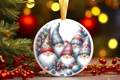 Winter Gnomes Round Ornament Sublimation PNG Product Image 3