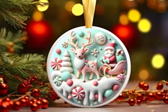 Round Christmas Ornament Sublimation|Clipart Product Image 2