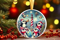 Round Christmas Ornament Sublimation|Clipart Product Image 2