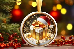 Round Christmas Ornament Sublimation|Clipart Product Image 2