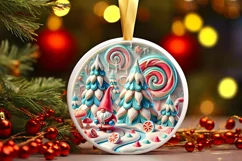 Round Christmas Ornament Sublimation|Clipart Product Image 2