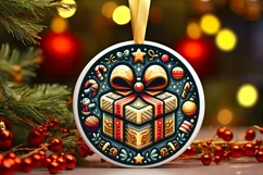 Round Christmas Ornament Sublimation|Clipart Product Image 1