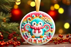 Round Christmas Ornament Sublimation|Clipart Product Image 2