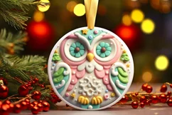 Pastel 3D Marzipan Christmas Owl PNG Product Image 1