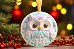 Pastel 3D Marzipan Christmas Owl PNG Product Image 3