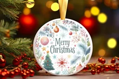 Colorful Pastel Snowflake Christmas Scene PNG Product Image 1