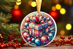 Round Christmas Ornament Sublimation|Clipart Product Image 1