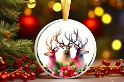 Watercolor Reindeer Christmas Scene PNG Product Image 3