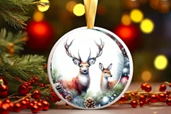 Watercolor Reindeer Christmas Scene PNG Product Image 3