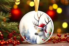 Watercolor Reindeer Christmas Scene PNG Product Image 3