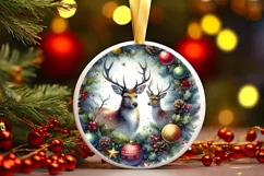 Watercolor Reindeer Christmas Scene PNG Product Image 3