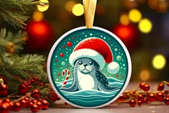 Round Christmas Ornament Sublimation|Clipart Product Image 1