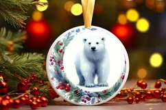 Polar Bear Christmas Sticker Sublimation PNG Product Image 1