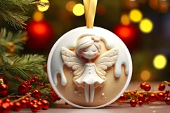 Round 3D Christmas Fairy Sublimation PNG Product Image 1