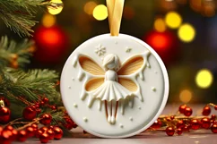 3D Marzipan Christmas Fairy Sticker Sublimation PNG Product Image 3
