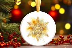Snow Flake Christmas Round Cute Ornament Sublimation Product Image 2