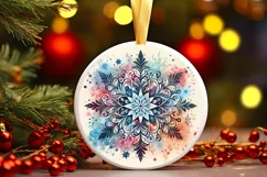 Snow Flake Christmas Round Cute Ornament Sublimation Product Image 2
