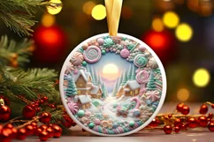 Detailed Molten Candy Christmas Ornament Sublimation PNG Product Image 3