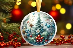 Silent Night Christmas Round Cute Ornament Sublimation Product Image 2