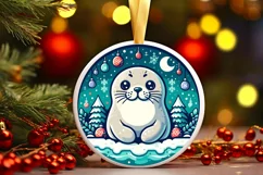 Round Christmas Ornament Sublimation|Clipart Product Image 1