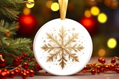 Snow Flake Christmas Round Cute Ornament Sublimation Product Image 2