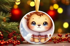 Cute Winter Lion Christmas Sticker Sublimation PNG Product Image 1