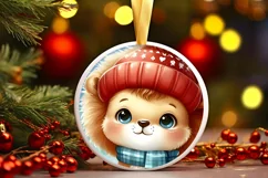 Cute Winter Lion Christmas Sticker Sublimation PNG Product Image 1